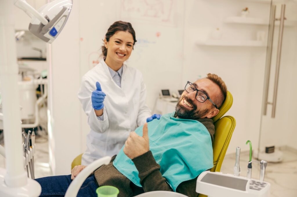 A dental hygiene professional getting ready to perform a dental cleaning near you.