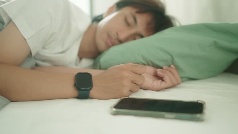 Side-sleeping individual, highlighting potential sleep apnea symptoms.